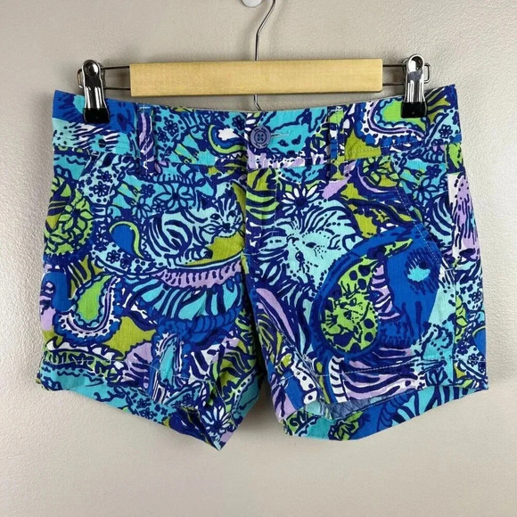 Lilly Pulitzer Callahan Shorts Size 00 Cattitude Blue Preppy Vacation Resort - Picture 1 of 8